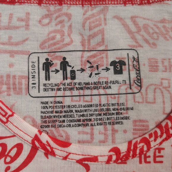 Coca Cola Shirt Recycled Bottle Tank Top All Over Print Multi Language Womens - Picture 3 of 7